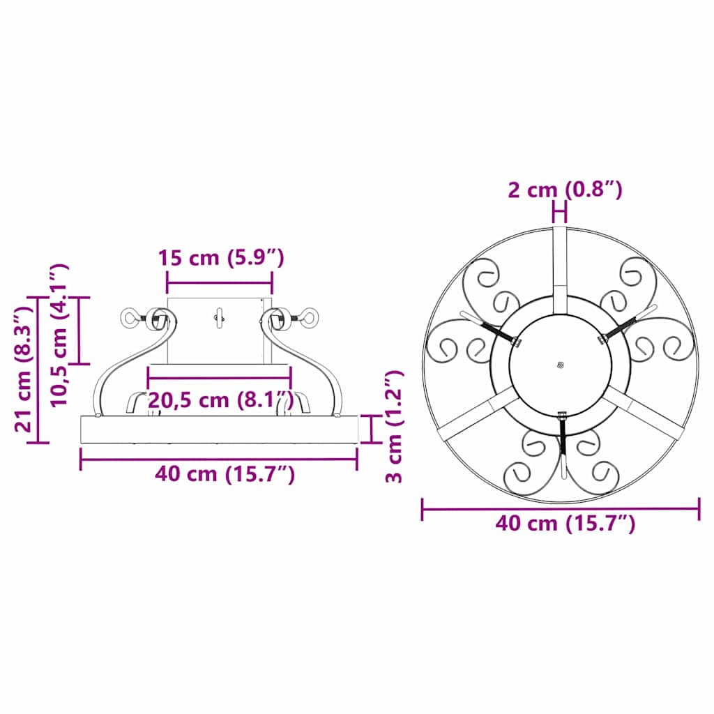 Christmas Tree Stand Black 40 x 40 x 21 cm Steel